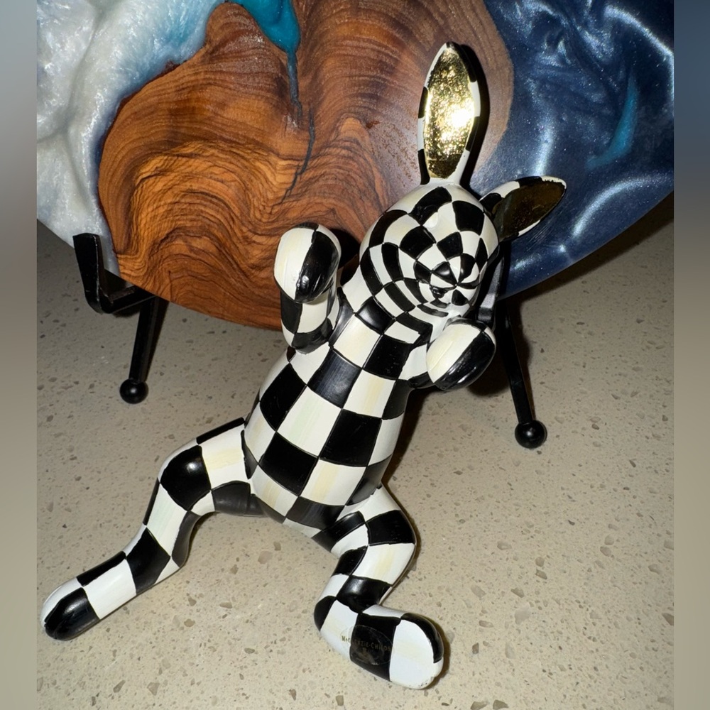 MacKenzie-Childs Black and White Checkered Rabbit Figurine